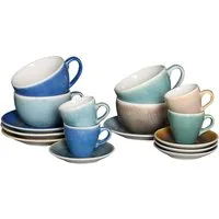CreaTable Tasse Caldera Mix, Bistrotassen-Set, 16-tlg., 16-tlg., Steinzeug, Reaktivglasur