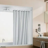 PHOS Design Duschvorhang-Seilsystem : Axiales Seilspannsystem aus Edelstahl für Duschvorhänge, mit Wand zu Wand Montage - 100% Made in Germany