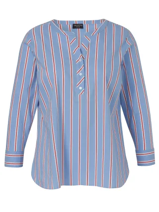 VIA APPIA DUE - Bluse V-Ausschnitt 1/1 Arm Streifen blau multicolour - Gr. - 48