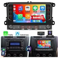 ESSGOO 7" Android 15 Für VW GOLF 5 6 Touran EOS Tiguan Polo 6R Passat Caddy Autoradio (RDS, 4+64G(optional), DAB (optional), FM, DAB+ (optional), Carplay Android Auto DAB (optional), RDS, FM, 4+64GB, SWC, GPS NAVI)