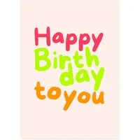 Bow & Hummingbird Geburtstagskarte Postkarte "Happy Birthday" (Neon) aus Recyclingpapier