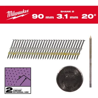 Milwaukee Rundkopf-Nägel 20° SC2, verzinkt - 4932492594