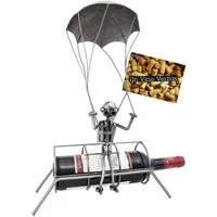 BRUBAKER Weinflaschenhalter Fallschirmspringer, (inklusive Grußkarte), Metall Skulptur, Wein Geschenk