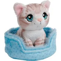 Nici Kuscheltier Little Paws, Katze grau getigert, 12 cm, im Körbchen blau