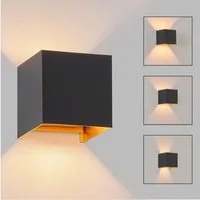 Nettlife LED Wandleuchte Wandleuchte Up und Down LED Schwarz Gold, LED wechselbar, Warmweiß, für Garten Terrasse Schlafzimmer Wohnzimmer Flur