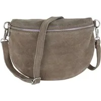 MIRROSI Bauchtasche Damen,Wildleder, Made in Italy,Umhängetasche, Brusttasche (Schultertasche für jeden Anlass (1 Tasche & 1 oder 2 Gurte), 26x20x8 cm, Reißverschlussfach auf der Rückseite), Crossbody Bag, gemusterten& verstellbaren Schulterriemen