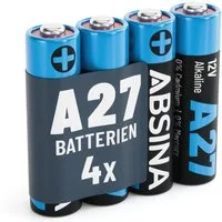 ABSINA 4x 27A 12V Batterie für Garagentoröffner, 27A 12V Alkaline mini Batterie, (1 St)