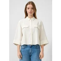 QS Kurzarmbluse Bluse Leinenmix-Bluse