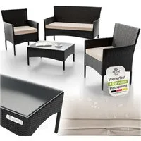 Juskys Gartenlounge-Set Fort Myers, wetterfeste Polyrattan Sitzgruppe für 4 Personen