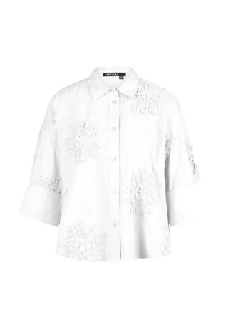 Marc Aurel - Hemdbluse bestickt white - Gr. - 40