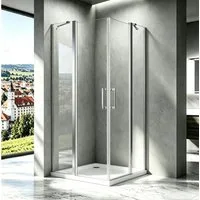 Boromal Eckdusche Duschkabine 90x90 Pendeltür 80x80 Eckeinstieg Schwingtüren Drehtür, BxT: 75x75 cm, Sicherheitsglas, Duschtrennwand Dusche 6mm ESG NANO Glas Duschwand