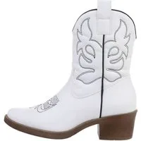 Ital-Design Damen Cowboyboots Western Westernstiefelette (83592466) Blockabsatz Western- & Bikerboots in Weiß