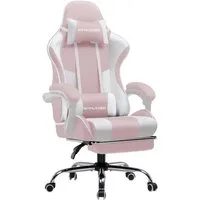 GTPLAYER Gaming-Stuhl Bürostuhl Gaming Stuhl Massage Ergonomischer Gamer Stuhl, mit Massage-Lendenkissen Fußstütze, Kopfstütze