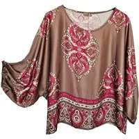 Schlupfbluse Saison Satinbluse mit Fledermausärmel Bunt gemustert Druckbluse