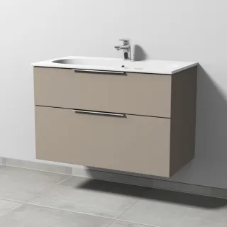 Sanipa 3way Waschtischunterbau zu Geberit Acanto Slim Waschtisch mit 2 Auszügen, Sandgrau-Matt UF41267