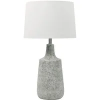 HOME DELUXE Tischleuchte CARO in Steinoptik, Weißer Stoffschirm, Wohnzimmerlampe, Schreibtischlampe