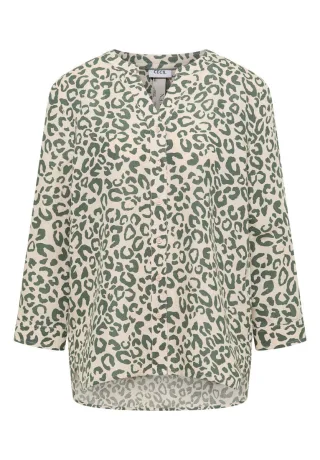 Cecil - Leinenbluse mit Animalprint und 3/4-Arm beige/grün - Gr. - XXL