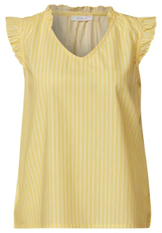 Street One - Gestreifte Bluse mit Rüschen gelb - Gr. - 36