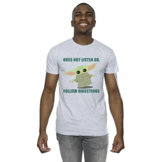 Star Wars - "The Mandalorian Does Not Listen" T-Shirt für Herren (Grau)