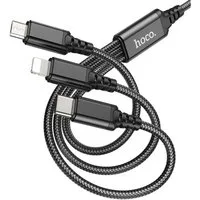 hoco. 3in1 Kabel USB zu iPhone Anschluss + Micro + Typ C X76 schwarz 1 m Smartphone-Kabel