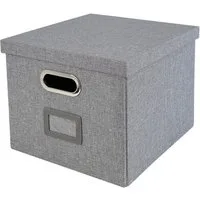 HMF Aufbewahrungsbox Aufbewahrungsbox mit Deckel für DIN A4 Hängeregister, Regalbox passend für Kallax, 33 x 37,5 x 28 cm, Grau