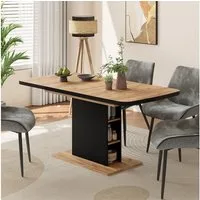 Vicco Esstisch Fenaro, Schwarz/Eiche, 120 x 80 cm mit offenen Fächern (1-St)