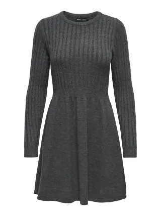 ONLY - ONLFIA LS CABLE DRESS CS KNT dark grey melange - Gr. - XL