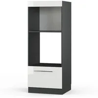 Vicco Mikrowellenumbauschrank Fame-Line, Weiß Hochglanz/Anthrazit, 60 cm offen (1-St)