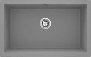 Neuesbad Granitspüle zum Unterbau 800x500x204 3, 5'', Grau metallic, mit Raumsparsiphon NB1DEZQAS10D1