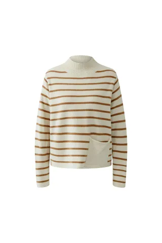 Oui - Pullover offwhite camel - Gr. - 34