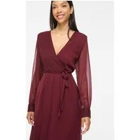 Vila Chiffonkleid VIFALIA V-NECK L/S MIDI DRESS - NOOS Kunstfaser, regular fit