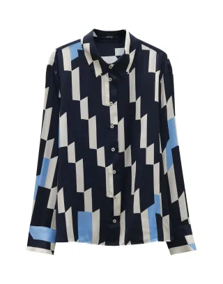 someday - Printbluse - Zinnova blau - Gr. - 42