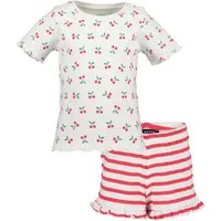 Blue Seven Shorty Blue Seven Mädchen Shorty Kirschen Schlafanzug Pyjama kurz weiß rot (2 tlg)