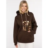 Zwillingsherz Hoodie "Alissa Shiny" glänzender Print, Daumenloch, Kordel, gesticktes Herz am Ärmel