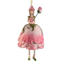 ROSEMARIE SCHULZ Heidelberg Dekofigur Blumenmädchen Figur Rose Rosa Dekohänger Blumen Deko-Objekt Kunstblume, Handbemalte Figur aus Polyresin