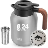 Lebenlang Isolierkanne 1,5L Thermoskanne inkl. Teesieb - Kaffee & Tee - Heiß & Kalt, 1.5 l, Innenwand aus Keramikbeschichtung, Auslaufsicher, Drehdeckel