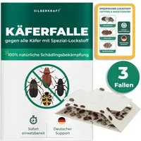 Silberkraft Insektenfalle Käferfalle gegen diverse Käfer mit Spezial-Lockstoff Langzeitschutz, Biozidfrei & Geruchslos Extrastarke klebefläche Gezielte Anlockung