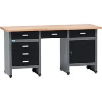 KÜPPER Werkbank 12570, 6 Schubladen, 1 Tür, 300 kg Traglast, 30 mm Buchenarbeitsplatte