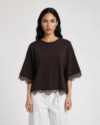 Smith&Soul - Boxy T-Shirt Lace Hem - Gr. - XS