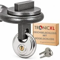 TronicXL Wegfahrsperre LKW Traktor Deichselschloss Schloss Anhänger für 40mm DIN-Zugösen, Zuggabelschloss Diebstahlsicherung