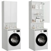 Platan Room Waschmaschinenumbauschrank Badschrank LORA Waschmaschinenschrank Badezimmer Hochschrank 210 x 65 x 50 cm