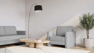 BRUNO Schlafsessel 70cm in Silver Grey Grau | praktische Größe | stabiles Massivholz & Boxspringkomfort