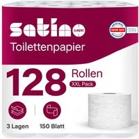 Satino Toilettenpapier 3-lagig - 128 Rollen (128-St. 128 Rollen á 150 Blatt)