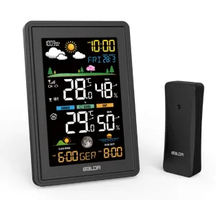 BALDR Wireless Weather Station Hygrometer Digital Alarm Clock Indoor Outdoor Temperature Humidity Monitor Barometer Fore