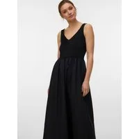Vero Moda Trägerkleid VMVALLY SL LONG DRESS JRS NOOS Materialmix, locker geschnitten, V-Ausschnitt