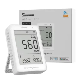 SONOFF SAWF-08P AirGuard CO2 Matter over Wi-Fi Air Quality Monitor Mult Metric Environmental Matter Compatible Alexa App