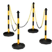 relaxdays Absperrkette Absperrpfosten mit Kette 4er Set, Kunststoff, Ø 29 mm, Länge 0.29 m (7-St)