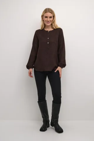 Langarm-Bluse Regular fit Java CC brown