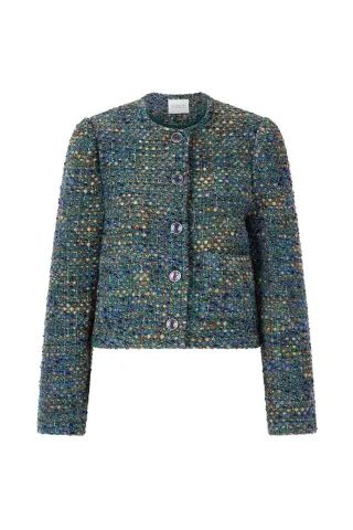 Rich & Royal - Boxy Boucle Jacket blue jewel - Gr. - 36