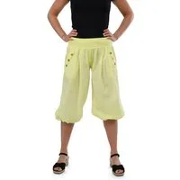 malito more than fashion Haremshose malito Damen Pumphose Capri Holzzierknöpfe 23286H kurze Sommer Pumphose in Unifarben Einheitsgröße